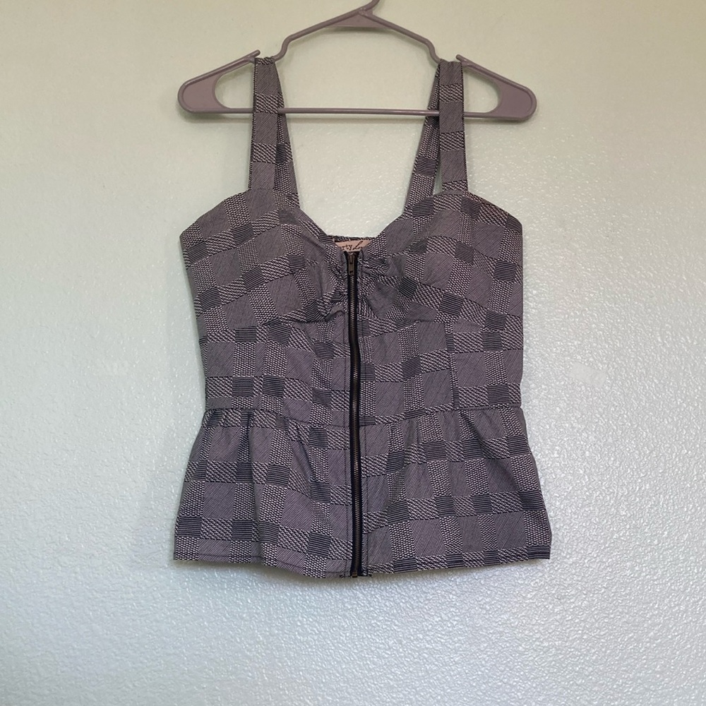Black & white Plaid Peplum Top
